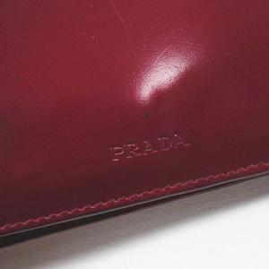 プラダ PRADA エナメル 2つ折り 財布 ロゴ レッド 赤 レザー 