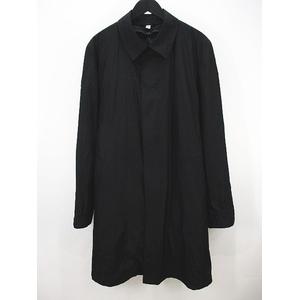 ユニクロ UNIQLO ステンカラーコート ロング丈 L 黒系 ブラック 無地 キルトライナー付 ボタン メンズ