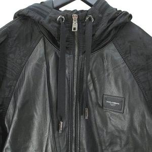 DOLCE&GABBANA ジップアップレザー ボンバージャケット 48 DOLCE&GABBANA ジップアップレザー ボンバージャケット 48