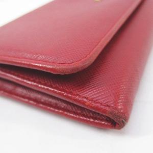 プラダ PRADA 長財布 フラップ ゴールド金具 レッド 赤 レザー