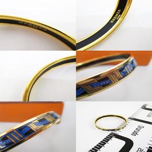 エルメス HERMES エマイユ バングル リボン柄 ブレスレット ブルー 青 