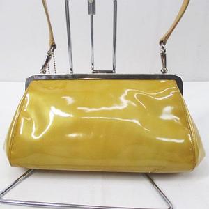 美品 コーチ ハンドバッグ ワンショルダー イエロー エナメル がま口 8149 コーチ COACH ガマ口 ショルダーバッグ ポシェット 8149 イエロー