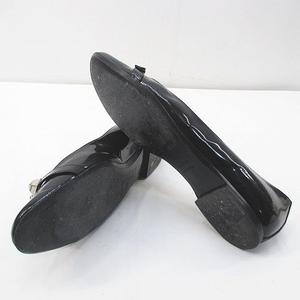 HERMES 黒　ヒール　エナメル エルメス HERMES メドール パンプス フラット ベルトデザイン 38