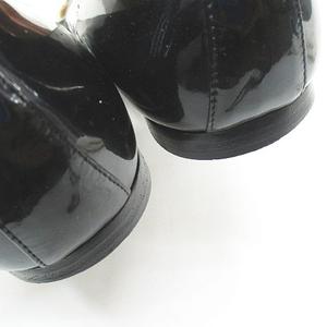 HERMES 黒　ヒール　エナメル エルメス HERMES メドール パンプス フラット ベルトデザイン 38