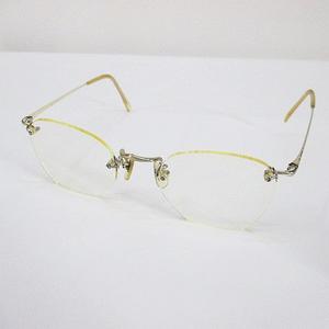 白山眼鏡 メガネ 度入り リムレス シルバー系 イエロー 黄 アイウェア
