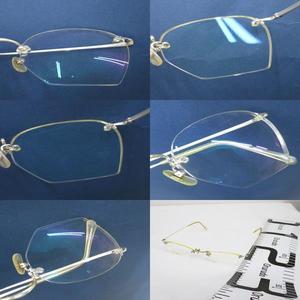 白山眼鏡 メガネ 度入り リムレス シルバー系 イエロー 黄 アイウェア