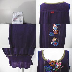 美品アルベロベロ/ノースリーブ チュニックニットぶたさん 花 アルベロベロ ALBEROBELLO olleborebla ノースリーブ チュニック