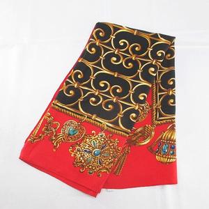 Christian Dior シルクスカーフ 赤黒金 小物