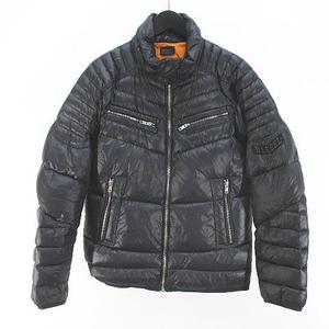 ディーゼル DIESEL ダウンジャケット S 黒系 ブラック ジップアップ 
