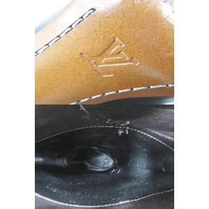 ルイヴィトン LOUIS VUITTON ロングブーツ ベルトデザイン シルバー金具 スリット  37.5 ブラック 黒系 レザー イタリア製 レディース