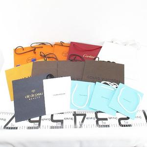 エルメス HERMES 14枚セット 紙袋 ショッパー ショップ袋 純正 付属品 ロゴ デザイン違い サイズ違い カルティエ Cartier / ヴァンクリーフ＆アーペル Van Cleef & Arpels / ティファニー TIFFANY & CO. / ルイヴィトン LOUIS VUITTON / クレ・ド・ポー ボーテ cle de peau / ローラメルシエ LAURA MERCIER オレンジ系 その他