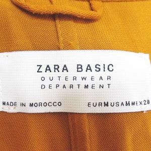 ザラ ベーシック ZARA BASIC トレンチコート ロング丈 薄手 M オレンジ系 ボタン 無地 レディース