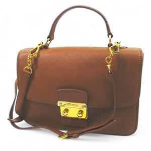 ミュウミュウ miumiu RN0726 マドラスビコローレ 2WAYショルダーバッグ ハンドバッグ ブラウン カーフレザー  レディース