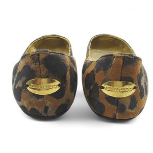 ジミーチュウ JIMMY CHOO フラットシューズ パンプス レオパード 34.5 ブラウン 茶系 スエード  イタリア製 レディース