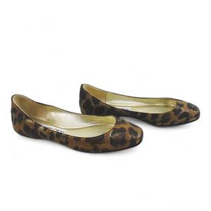 ジミーチュウ JIMMY CHOO フラットシューズ パンプス レオパード 34.5 ブラウン 茶系 スエード  イタリア製 レディース