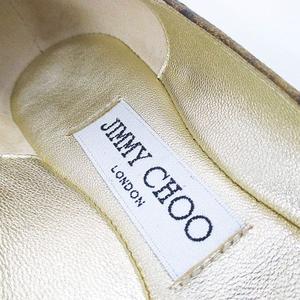 ジミーチュウ JIMMY CHOO フラットシューズ パンプス レオパード 34.5 ブラウン 茶系 スエード  イタリア製 レディース