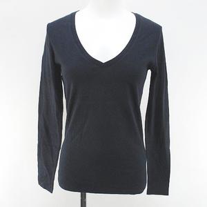 ラルフローレン RALPH LAUREN 長袖 Tシャツ カットソー ロンT Vネック M 紺系 ネイビー 無地 レディース