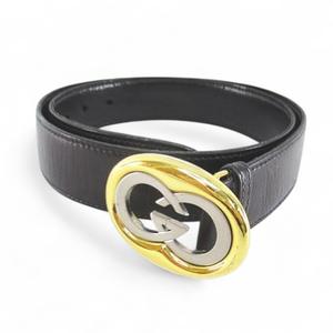 グッチ GUCCI ベルト レザー 黒系 ブラック イタリア製 70-28 トップ式 ロゴバックル 小物 レディース