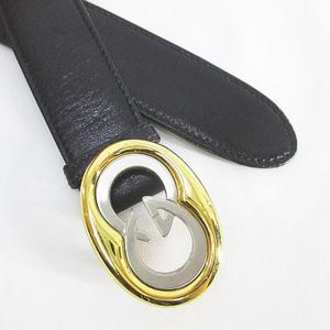 グッチ GUCCI ベルト レザー 黒系 ブラック イタリア製 70-28 トップ式 ロゴバックル 小物 レディース