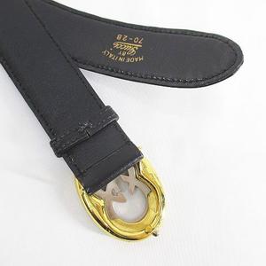 グッチ GUCCI ベルト レザー 黒系 ブラック イタリア製 70-28 トップ式 ロゴバックル 小物 レディース