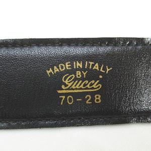 グッチ GUCCI ベルト レザー 黒系 ブラック イタリア製 70-28 トップ式 ロゴバックル 小物 レディース