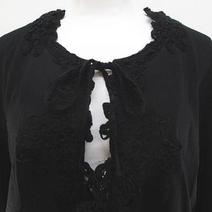 インゲボルグ INGEBORG 長袖 ニットカーディガン 13 黒系 ブラック かぎ編み 刺繍 レース リボン ストレッチ 日本製 レディース インゲボルグ INGEBORG 長袖 ニットカーディガン 13 黒系