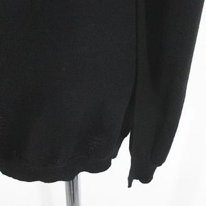 AINOS 長袖 ニット セーター 42 黒系 ブラック 無地 切替 ギャザー イタリア製 毛 ウール レディース AINOS 長袖 ニット セーター 42 黒系 ブラック 無地 切替