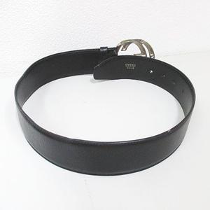 グッチ GUCCI インターロッキングG 太ベルト GG 65・26 036 194 0979 イタリア製 レザー 黒系 ブラック トップ式 バックル 小物 レディース