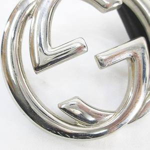 グッチ GUCCI インターロッキングG 太ベルト GG 65・26 036 194 0979 イタリア製 レザー 黒系 ブラック トップ式 バックル 小物 レディース