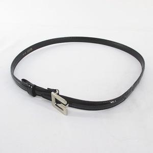 グッチ GUCCI 細ベルト レザー エナメル Gロゴバックル 70.28 037 194 0969 黒系 ブラック イタリア製 トップ式 小物 レディース