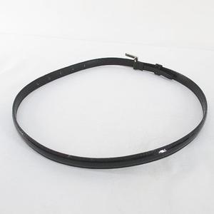 グッチ GUCCI 細ベルト レザー エナメル Gロゴバックル 70.28 037 194 0969 黒系 ブラック イタリア製 トップ式 小物 レディース