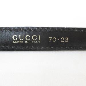 グッチ GUCCI 細ベルト レザー エナメル Gロゴバックル 70.28 037 194 0969 黒系 ブラック イタリア製 トップ式 小物 レディース