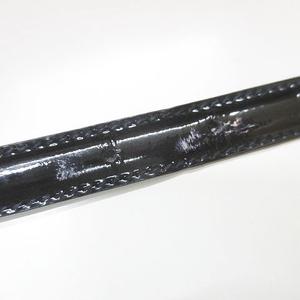 グッチ GUCCI 細ベルト レザー エナメル Gロゴバックル 70.28 037 194 0969 黒系 ブラック イタリア製 トップ式 小物 レディース