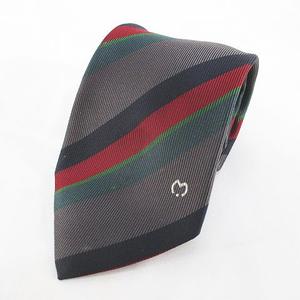 ミラショーン mila schon ストライプ柄 シルク 絹 ネクタイ レギュラータイ 灰系 グレー イタリア製  メンズ