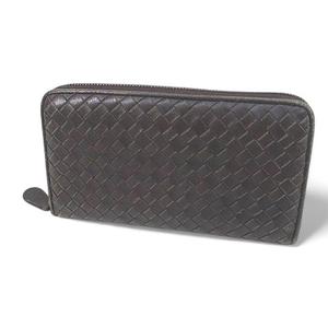 ボッテガヴェネタ BOTTEGA VENETA 長財布 ラウンドファスナー イントレチャート ブラウン 茶系 レザー イタリア製 メンズ レディース