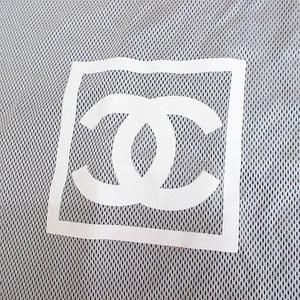 シャネル CHANEL 保存袋 巾着 大小２枚セット サイズ違い メッシュ 灰系 グレー ロゴ プリント