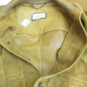 グッチ GUCCI マイクロホール スウェード パンチング ジャケット レザージャケット 羊革 GG 44 茶系 ブラウン イタリア製 メンズ