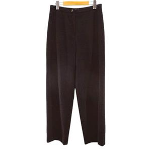 ミラショーン mila schon DUEMILA ロング丈 パンツ 44 黒系 ブラック 無地 ジップフライ 裏地 日本製 レディース