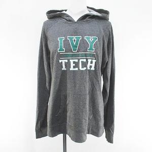 チャンピオン CHAMPION 長袖 パーカー プルオーバー XL 灰系 グレー カンガルーポケット プリント レディース