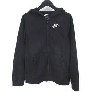 ナイキ NIKE スポーツウェア スウェット パーカー ジャケット M 黒系 ブラック ジップアップ ロゴ 刺繍 リブ 裏起毛 レディース