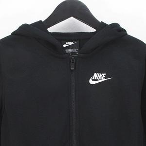 ナイキ NIKE スポーツウェア スウェット パーカー ジャケット M 黒系 ブラック ジップアップ ロゴ 刺繍 リブ 裏起毛 レディース