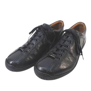 ラルフローレン RALPH LAUREN ローカットスニーカー 7E ブラック 黒系 レザー イタリア製 メンズ