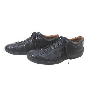 ラルフローレン RALPH LAUREN ローカットスニーカー 7E ブラック 黒系 レザー イタリア製 メンズ