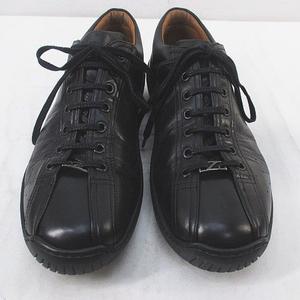 ラルフローレン RALPH LAUREN ローカットスニーカー 7E ブラック 黒系 レザー イタリア製 メンズ