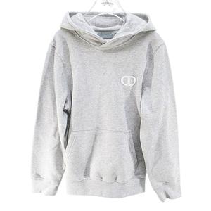 未使用品 ディオール Dior 1SBM23SWEE パーカー プルオーバー 10 灰系 グレー ロゴ 刺繍 カンガルーポケット 裏起毛 ハンガー付 ガーメントカバー付 タグ付 キッズ