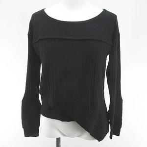 ラブレス LOVELESS 長袖 ニット セーター 34 黒系 ブラック アシンメトリー リブ 毛 ウール 無地 レディース