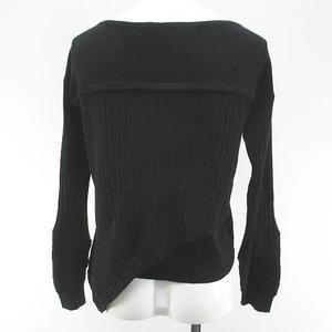 ラブレス LOVELESS 長袖 ニット セーター 34 黒系 ブラック アシンメトリー リブ 毛 ウール 無地 レディース