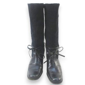 ピンクハウス PINK HOUSE ロングブーツ リボン レザーレース S