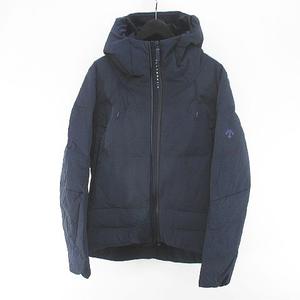 デサント DESCENTE 水沢ダウン ダウンジャケット M 紺系 ネイビー ジップアップ ロゴ 裏地 メンズ