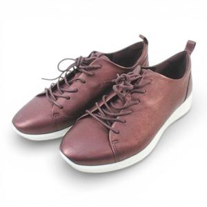 エコー ecco ローカットスニーカー メタリックボルドー レザー 38  レディース